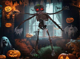 6ft Sound-Activated Halloween Skeleton - Flashing Red Eyes, Spooky Sounds, 4 Poseable Arms Extra 04271762