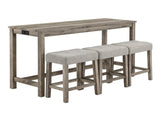 Bar Table Set with Power Outlet, Bar Table and Chairs Set, 4 Piece Dining Table Set, Industrial W487P339353