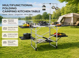 Foldable Aluminum Camping Kitchen Table Heat Resistant Tabletop Detachable Lamper , 4 Foldable Side 19727192