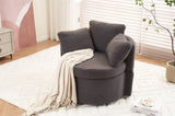 029-Teddy Fabric Swivel And Storage Chair With Back Cushion For Living Room,Dark Gray W527P166246