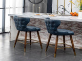Nevis Mid-century Modern Faux Leather Tufted Nailhead Trim Counter Stool Set of 2, Blue T2574P165097
