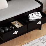 3-in-1 Hallway Hall Tree with 2 Storage Drawer and 4 Coat Rack, Wooden Entryway Shoe Rack Bench with W2557P195396