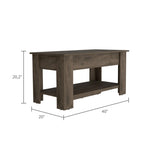 Austin Storage Table, One Extendable Table Shelf, Four Legs, Lower Shelf -Dark Brown B07091895