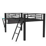 Gaming mid loft bed with desk, LED, Twin, Black 90531759