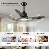 ZNTS 42" Smart Ceiling Fan with Lights Remote,Silent DC Motor,Voice Control via Alexa Google WIFI W2352P224329