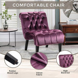 COOLMORE Modern Velvet Armless Accent Living Room Chair / Leisure Chair,Upholstered Fabric Button W39550126