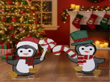 Set of 2 Lighted Penguin and Candy Cane Christmas Decorations, Pre-lit 2D Holiday Decor with 80 Warm 29753640