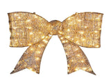 Pre-lit Outdoor Giant Bowknot Christmas Decoration, Lighted Metal Frame with 124 Warm White LED 60463986