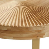 Modern round coffee table Wooden carving pattern coffee table with metal legs for living room W757P186929