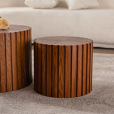 Round Wood Coffee Table for Living Room for Small Space Apartment and No Need Assembly W3081P255021