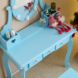 Kids Vanity Set with Mirror and Lights and Stool, 5 Storage Drawers, Pretend Play Princess Makeup 36837237
