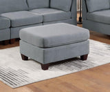 Living Room Furniture Cocktail Ottoman Grey Linen Like Fabric 1pc Plush Ottoman Wooden Legs B011104192