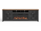 97 inch Fireplace TV Stand Console for TVs up to 100 inches, Minimal Assembly, Black and Whiskey B108P160223