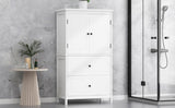 Bathroom Storage Cabinet, Cabinet with Two Doors and Drawers, Adjustable Shelf, MDF Board, White N725P188460K