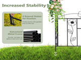2-in-1 Garden Arbor with Gate - Latchable Double DoorsSide Trellis, Galvanized Metal, Black 93168274