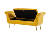 ZNTS Yellow, PU Leather, Metal Feet Upholstered Ottoman Bedroom Lounge Ottoman Flip Top Storage Sofa 74324756