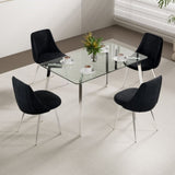 Modern simple velvet black dining chair home bedroom stool back dressing chair student desk chair W210115307