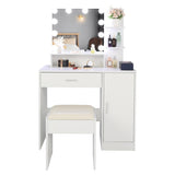 ZNTS FCH Large Vanity Set with 10 LED Bulbs, Makeup Table with Cushioned Stool, 3 Storage Shelves 1 50529710