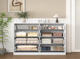 Modern 8 Drawers Dresser Chests for Bedroom,47.2" Wide Wood Chest of Drawers with Gold Metal W409P307536