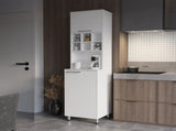 White Kitchen Pantry with Pneumatic Door and Open Storage B062P290239