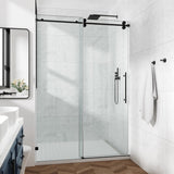 60*72" Fixed & Sliding Shower Door, Round Tube Hardware, Clear Glass Shower Door, 3/8 SGCC 85624409
