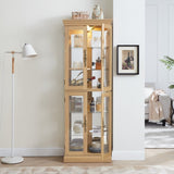 Lighted Glass Curio Display Cabinet,Display Cabinet,Glass Storage Cabinet Glass Wine cabinet Wood W2275P199811
