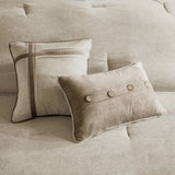 7 Piece Faux Suede Comforter Set Tan Queen B03597129