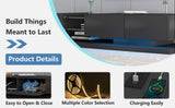 TV Console with Storage Cabinets, Full RGB Color 31 Modes Changing Lights Remote RGB LED TV Stand, W1701105064