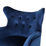 ZNTS Seigfried Mid-Century Velvet Arm Chair, Navy Blue / Black, 28.5D x 34.25W x 39.75H in 56589.00NVLTNBLU