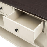 Retro Design Console Table with Two Open Shelves, Pine Solid Wood Frame and Legs for Living Room 83399820