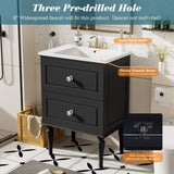24'' Bathroom Vanity with Ceramic Sink Combo Set, Solid Wood Frame Modern Bathroom Storage N710P195621B
