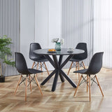 ZNTS 42.1"BLACK Table Mid-century Dining Table for 4-6 people With Round Mdf Table Top, Pedestal Dining W234P143405