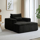 62.5-Inch Corduroy Sponge Sofa Lounge Chair with Removable footrest,No Assembly Required,Fluffy W834P206048