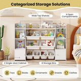 White Multi-Functional Kids Storage Shelf - Toy OrganizerBookcase, 56"x12"x39", Anti-Toppling, 86189932