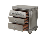 Destiny Traditional Style 3-Drawer Night stand With metal drawer pulls Made with Wood in Silver B009P234701