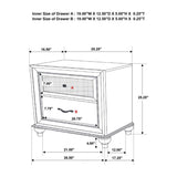 2 Drawers Nightstand with Acrylic Crystal Accents, White B016P255554