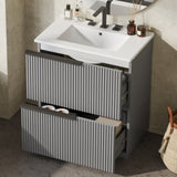 30" Bathroom Vanity with Ceramic Sink and Full-Extension Drawers, Freestanding Bathroom Vanity with N817P288915G
