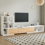 ON-TREND 74.8''-126'' Extendable TV Stand with 3 Tier Bookshelves for TVs up to 110'', Adjustable WF531669AAK