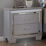 Contemporary 1pc Nightstand Silver Bedside Table LED Light English Dovetail Drawer Bedroom Furniture B011P232477