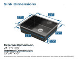 Stainless Steel Kitchen Sink, 23x19 Single Bowl, Undermount Handmade Sink in Black, with US 22229091