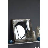 24" x 24" Antique Silver Square Mirror with Floral Accents, Decorative Display Tray, Hanging Mirror, W2078124349