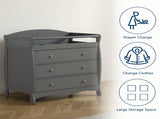 FCH 90*58*99cm Three Drawers With Seat Belt Baby Wooden Bed Nursing Table Grey 28089401