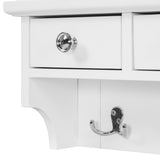 Floating Makeup Vanity with Big Mirror, Wall-Mounted Storage Vanity with Drawers, Pockets & Hooks, N844P292485A