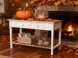 Vintage Two - Drawer Console Table with Open Shelf, Distressed Finish for Entryway & Living Room W2295P366795