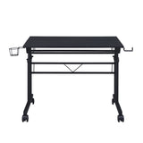 ZNTS Rolling Writing Desk with Height Adjustable Desktop and Moveable Shelf, Black 62324553