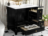24" Bathroom Vanity with Sink and Drawers, Black Freestanding Vanity Cabinet with Ceramic Top and 74450990