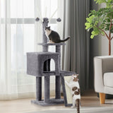 ZNTS 49 inch Cat Tree Cat Tower for Indoor Cats, Cat House with Padded Platform Bed, Toy Balls, Large 87087030