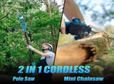 2-in-1 Cordless Pole Saw & Handheld Chainsaw, 1200W Brushless Motor with 23000mAh Batteries, 13FT 06131528