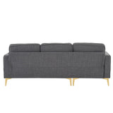 ZNTS 218*141*87cm Burlap Diamond Electroplated Gold Trident Legs Three Seats With Footstool Indoor 16877636