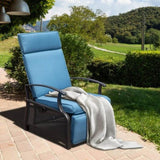 Adjustable Patio Recliner Chair Metal Outdoor Lounge Chair with Flip Table Push Back, Adjustable W1859P196390